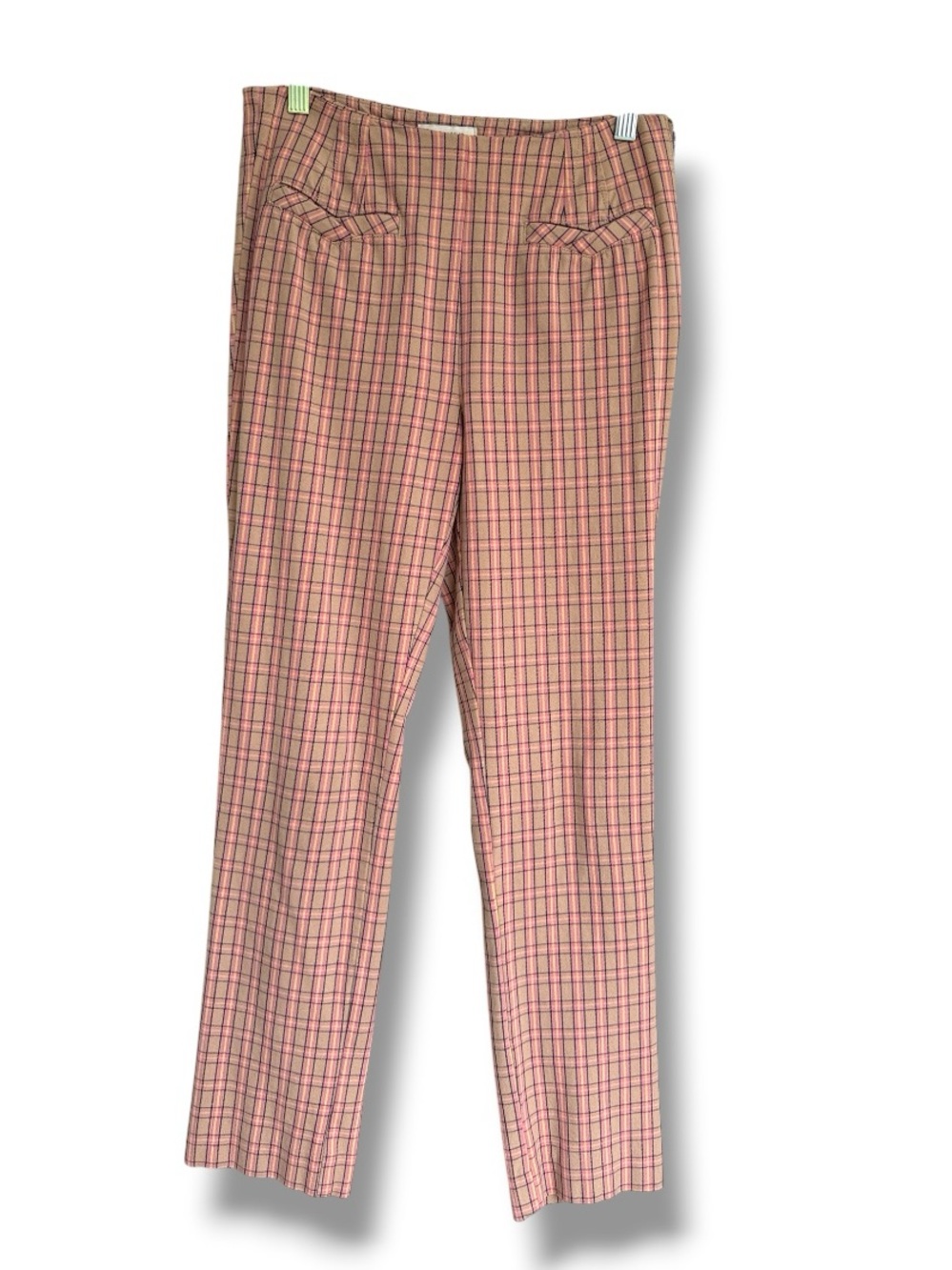 Anthropologie The Essential Pink/Tan Plaid Slim Cropped Pants Size 2 - Picture 4 of 12